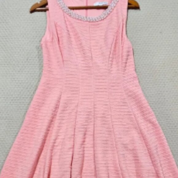 Studio One NY Blush Pink A-Line Coctail Dress with Pearl Accents Size 10P - Picture 2 of 5
